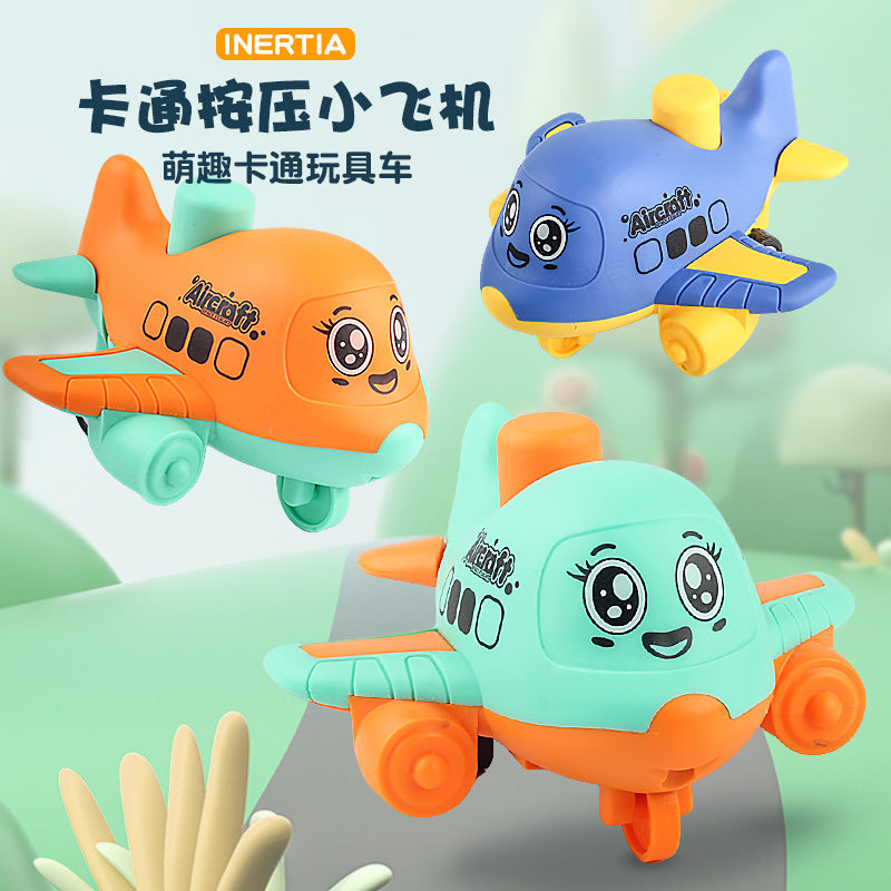 Children's Toys Press Cartoon Aircraft Spaceship Inertia Car Baby Educational Toy Car Gift Stand