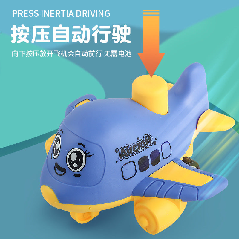 Children's Toys Press Cartoon Aircraft Spaceship Inertia Car Baby Educational Toy Car Gift Stand